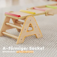 AIYAPLAY Houten wip en evenwichtsbalk, 2 in 1 kinderspeelwip voor tuin, wip voor 2-4 jaar, 133 x 38 x 24 cm, Meerkleurig(m-6)