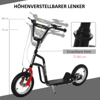 HOMCOM Kinderscooter stuur verstelbare step met luchtbanden 12 inch vanaf 5 jaar(m-6)