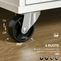 HOMCOM Carrello da Cucina Multiuso in Legno con 2 Cassetti, 104x46x91cm - Bianco(m-5)