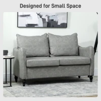 HOMCOM Faux Leather Marble-Effect Two-Seater Sofa - Grey(m-6)