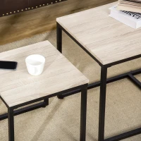 3-delige set bijzettafel salontafel nesttafel koffietafel metalen poot MDF naturel(m-7)