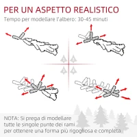 HOMCOM Albero di Natale 150 cm in Plastica Verde con Base in Metallo e 1309 Rami Ignifughi(m-6)