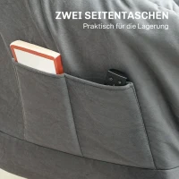 HOMCOM Moderne accentstoel, gestoffeerde stoel met stalen poten en zijvakken, voor woonkamer, slaapkamer, grijs(m-5)