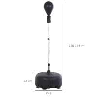 HOMCOM Boksbalset set voor bokstraining staande bokszak met rode handschoenen, in hoogte verstelbaar PU + staal + PE ø 48 x 136-154 H cm(m-3)
