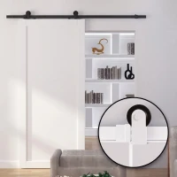 HOMCOM Set pentru Ușă Glisantă cu Șină de 183 cm, Role și Accesorii Incluse, Alb(m-5)