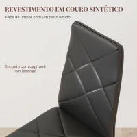 HOMCOM Conjunto de 6 Cadeiras de Sala de Jantar Estofadas em Couro Sintético com Encosto Alto e Pés de Aço 41x50x97cm Preto(m-5)