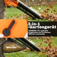 Outsunny 3000W 3-in-1 Elektrische bladblazer en stofzuiger met 40L opvangzak, 4 wielen, verstelbare riem, Oranje(m-4)