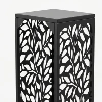 Outsunny Brandhoutrek 38 x 38 x 112 cm, verhoogd haardhoutrek met 4 haken, decoratieve uitsparingen, staal, tot 100 kg(m-10)