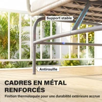 Outsunny Canapé de Jardin 2 Places en Résine Tressée Coussins Épais Anti-glisse 120 x 67 x 79 cm Marron(m-7)