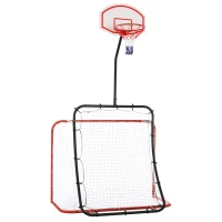 HOMCOM 3-In-1 Football Goal Net, Basketball Hoop, Rebounder Target Netting Teens Adult Practice Play Sports Fun(m-10)