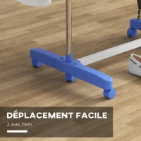 HOMCOM Séchoir à linge étendoir pliable ailes latérales utilisation intérieure et extérieure 3 niveaux 142 x 55 x 152 cm bleu(m-7)