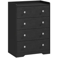 HOMCOM 4 Drawer Chest of Drawers, Modern Dresser for Bedroom, Storage Cabinet for Living Room Entryway, Black Wood Effect(m-1)