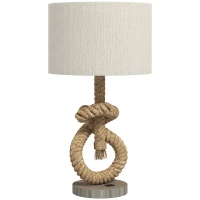 HOMCOM Tafellamp in Maritieme Stijl met USB-Oplaadpoort, Warm, Touwdecor, 30x30x55 cm(m-1)