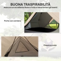Outsunny Tenda da Campeggio 2 Posti con 2 Vestiboli, 2 Porte, 2 Finestre e Borsa di Trasporto, 2.8x2.25x1.1 cm, Beige(m-6)
