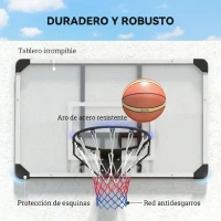 SPORTNOW Canasta de Baloncesto de Pared Aro de Baloncesto con Red y Marco de Acero para Exterior 113x61x73 cm Blanco y Negro(m-5)