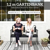 Outsunny 2-Persoons Weerbestendige Tuinbank, Waterbestendige Tuinmeubels met Rug- & Armleuningen 121 x 64 x 84cm, Zwart(m-4)