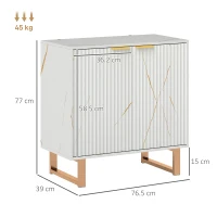 HOMCOM Elegant Storage Sideboard - White/Gold-Tone(m-3)