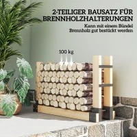 Outsunny Set van 2 brandhouthouders voor binnen – 33,5 x 10 x 15,5 cm, verstelbaar, zwart(m-4)