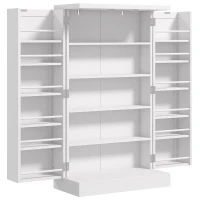 HOMCOM Armario Despensa Cocina con 2 Puertas 16 Estantes Alacena Moderna con Estantes Ajustables 60x30x104 cm Blanco(m-1)