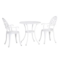 Outsunny Three-Piece Elegant Aluminium Garden Set - White(m-10)