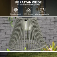 Outsunny Solar Staande Lamp Rotan met Lichtsensor 25 LED-Lichten Solarlamp in Boho-Stijl Ø33 x 135 cm(m-6)