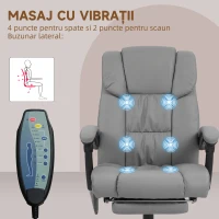 Vinsetto Fotoliu de Masaj și Reclinabil cu Suport pentru Picioare, din Piele Ecologică și Oțel, 66x75x112-122 cm, Gri(m-6)