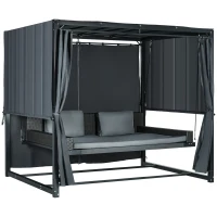 Outsunny Hollywood-schommel met Peogola, tuinschommel met kussen, donkergrijs(m-1)