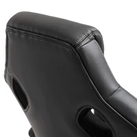 HOMCOM Silla de Oficina Silla Estudio con Función Basculante Altura Ajustable y Respaldo Alto Tapizado en Cuero PU y Malla Transpirable 71x61x108-118 cm Negro(m-8)