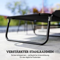 Outsunny Ligbed, 5-voudig verstelbare rugleuning, snel drogend, metalen frame, 190 x 56 x 28 cm, Zwart(m-7)