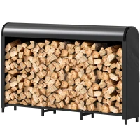 Outsunny Haardhoutrek Metaal 199 x 30 x 121 cm Brandhoutrek 0,6m³ met waterdichte hoes tot 300kg(m-10)