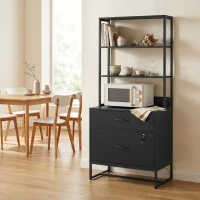 HOMCOM Archiefkast met lades – verticale opbergkast met boekenrek voor A4, Letter en Legal, zwart(m-9)