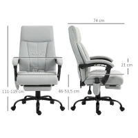 Vinsetto Bureaustoel met Massage- en Verwarmingsfunctie, Voetsteun, Tot 120 kg, Grijs(m-3)