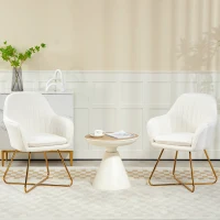 HOMCOM Set of Two Boucle Dining Chairs - Cream(m-2)