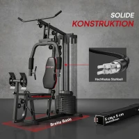 SPORTNOW Thuis Fitnessstation met 45 kg Gewichtsblokken, Lat Pulley, Borststation, Beinpresse voor Veelzijdige Training(m-6)