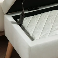 HOMCOM Gestoffeerde Bank met Opbergruimte, Fluweelachtige Stofbekleding, Houten Poten, Voor Woonkamer, Slaapkamer, Hal, 80 x 35 x 42 cm, Wit(m-8)
