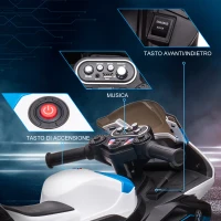 HOMCOM Moto per Bambini 18-60 Mesi Modello BMW HP4 con Fari, Musica e Pedali, in PP e Metallo, 82.5x42x54 cm, Blu(m-5)