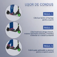 HOMCOM Trotinetă Electrică Pliabilă pentru Copii 6+ Ani cu Înălțime Reglabilă, 71x36.5x75-80 cm, Negru și Verde(m-5)
