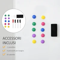 HOMCOM lavagna magnetica da parete con cornice in alluminio, con pennarelli, cancellino e magneti 90x60cm(m-7)