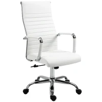 Vinsetto bureaustoel ergonomische bureaustoel met wipfunctie directiestoel hoogteverstelbare draaistoel gestoffeerd kunstleer schuim Wit 54 x 62 x 104-114 cm(m-10)