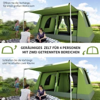 Outsunny Kampeertent 2 slaapcabines koepeltent familietent 4-8 personen 410 x 310 cm(m-4)