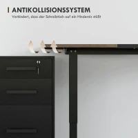 Vinsetto elektrisch bureau computertafel in hoogte verstelbaar metaal naturel zwart(m-6)