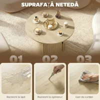 HOMCOM Măsuță de cafea rotundă Ø80 cm, cu spațiu de depozitare, bază tip coloană cu șipci, lemn natural(m-6)