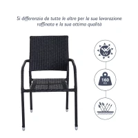 Outsunny Set di 4 Sedie da Pranzo Moderno Giardino Poli Rattan 57 × 64 × 89cm Marrone(m-5)