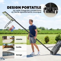 SPORTNOW Canestro Basket Regolabile con Base Riempibile e Ruote, in Acciaio e PE, 90x60x135-305 cm, Nero(m-7)