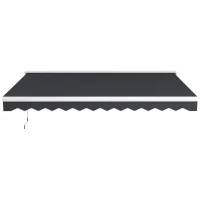 Outsunny Elektrisch/Handmatig Uitschuifbare Markies, Halfcassette, Afstandsbediening, Aluminium Frame, 4 x 3 m, Grijs(m-10)