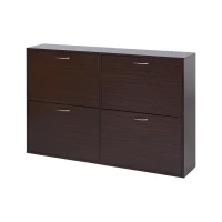 HOMCOM Scarpiera Salvaspazio da 24 Paia con Mensole Regolabili e 4 Cassetti, in Legno, 120x24x81cm, Marrone(m-10)
