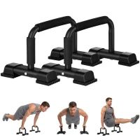 HOMCOM opdrukgrepen, set van 2, antislip opdrukgrepen, opdrukstangen, parallettes, opdrukoefeningen voor spier- en krachttraining, staal(m-14)