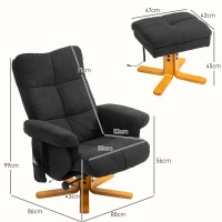 HOMCOM Massagestoel met ligfunctie en voetenpoef, 145° kantelbaar, polyester, 80 x 86 x 99 cm, zwart(m-3)