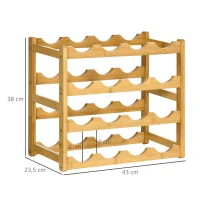 HOMCOM bamboe wijnrek voor 16 wijnflessen, 4 planken, 43 cm x 23,5 cm x 38 cm naturel(m-3)