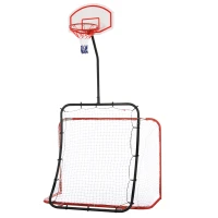 HOMCOM 3-In-1 Football Goal Net, Basketball Hoop, Rebounder Target Netting Teens Adult Practice Play Sports Fun(m-1)